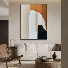 Hand Painted Oil Painting Abstract Painting Original Large Acrylic Canvas Wall Art Geometry Brown Minimalist Modern Painting Wall Art on Canvas (size: 150x220cm)
