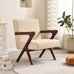 Elegant Style Accent Arm Chair, Green, 25.6" x 28.1" x 34.6" (Color: Beige, Material: Soild Wood+Velet)