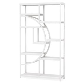 Tribesigns Bookshelf Industrial 5 Tier Etagere Bookcase, Freestanding Tall Bookshelves Display Shelf Storage Organizer (Color: White)