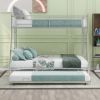 Twin over Full Bed with Sturdy Steel Frame, Bunk Bed with Twin Size Trundle, Two-Side Ladders