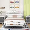 Twin Size Car-Shaped Platform Bed,Twin Bed with Storage Shelf for Bedroom