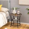 2-Tier Round End Table with Open Storage Shelf and Sturdy Metal Frame