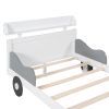 Twin Size Car-Shaped Platform Bed,Twin Bed with Storage Shelf for Bedroom