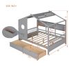 Wooden Full Size House Bed with 2 Drawers,Kids Bed with Storage Shelf