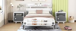 Twin Size Car-Shaped Platform Bed,Twin Bed with Storage Shelf for Bedroom