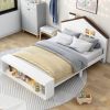 Full Size House Platform Bed with LED Lights and Storage