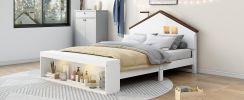 Full Size House Platform Bed with LED Lights and Storage
