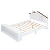Full Size House Platform Bed with LED Lights and Storage