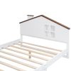 Full Size House Platform Bed with LED Lights and Storage