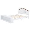 Full Size House Platform Bed with LED Lights and Storage
