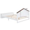 Full Size House Platform Bed with LED Lights and Storage