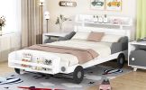 Twin Size Car-Shaped Platform Bed,Twin Bed with Storage Shelf for Bedroom