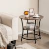 2-Tier Round End Table with Open Storage Shelf and Sturdy Metal Frame