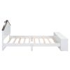 Full Size House Platform Bed with LED Lights and Storage