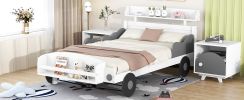 Twin Size Car-Shaped Platform Bed,Twin Bed with Storage Shelf for Bedroom