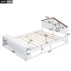 Full Size House Platform Bed with LED Lights and Storage